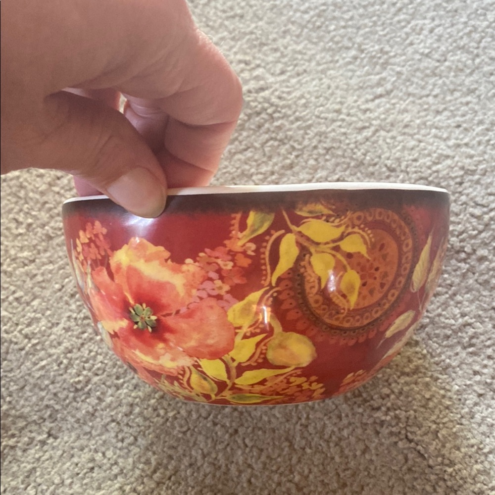 Certified International Red and Yellow Floral Bowl